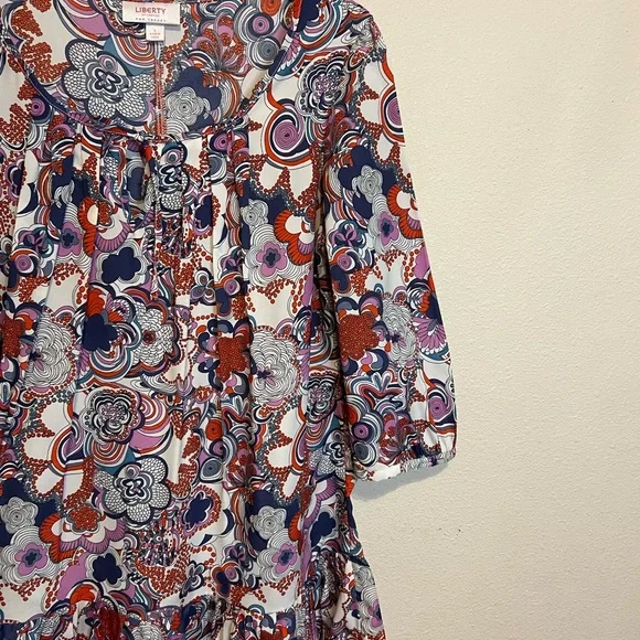 Liberty of London (Target) blue, red, white, lavender Floral Blouse. Size L - Picture 4 of 7